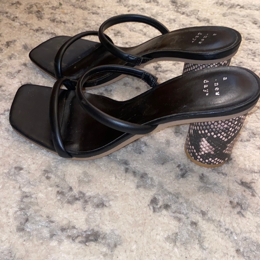 Target black heels with snake skin pattern